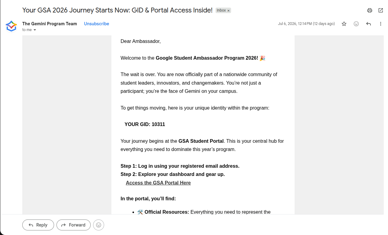 Google Student Ambassador Certificate